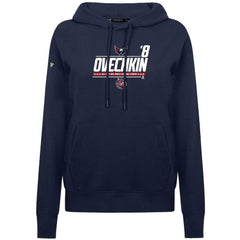 NHL Navy Alexander Ovechkin Washington Capitals Levelwear Women's NHL All-Time Leading Goal Scorer Milestone Stripes Name & Number Adorn Pullover Hoodie