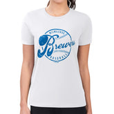 MLB Milwaukee Brewers G-III 4Her by Carl Banks Women's Super-Slim Fit Lightweight Distressed Baseball Team T-Shirt