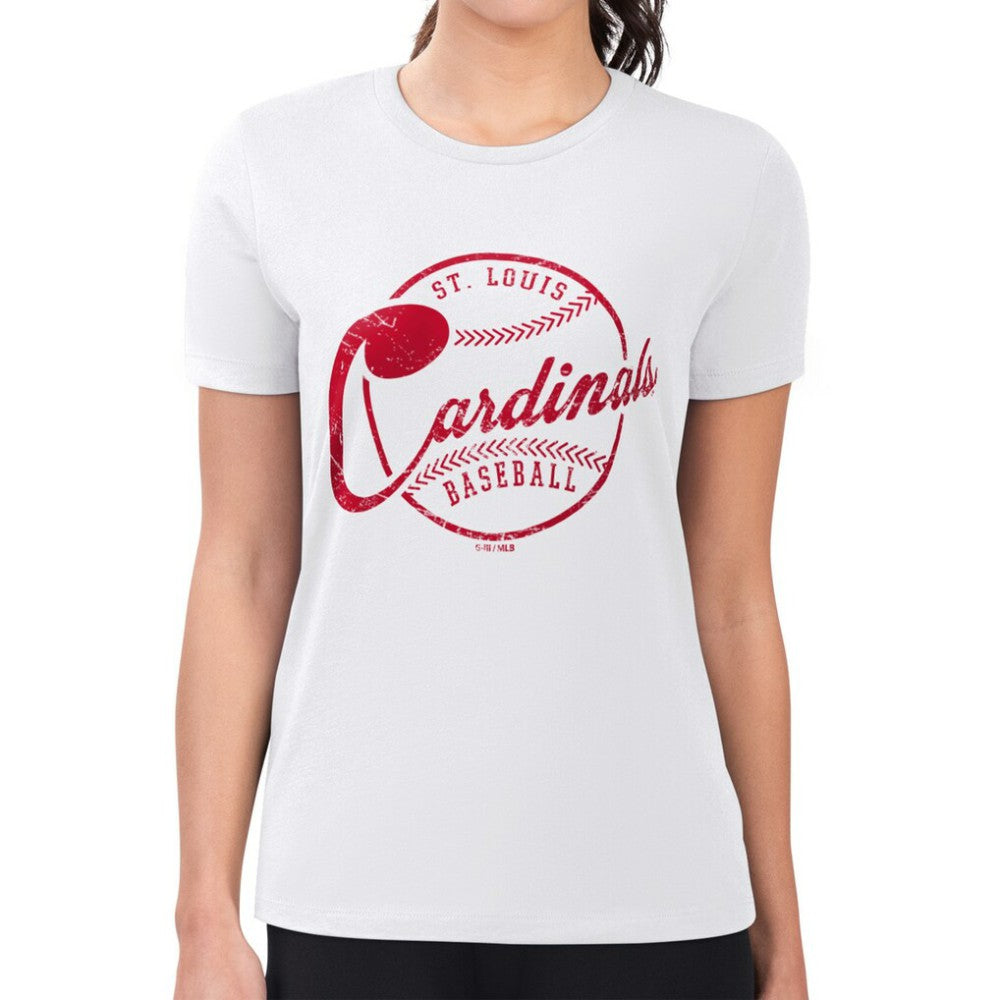 MLB St. Louis Cardinals G-III 4Her by Carl Banks Women's Super-Slim Fit Lightweight Distressed Baseball Team T-Shirt