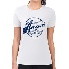 MLB Los Angeles Angels G-III 4Her by Carl Banks Women's Super-Slim Fit Lightweight Distressed Baseball Team T-Shirt