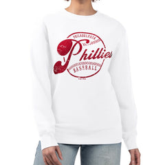 MLB Philadelphia Phillies G-III 4Her by Carl Banks Women's Distressed Baseball Team Fleece Pullover Sweatshirt
