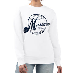 MLB Seattle Mariners G-III 4Her by Carl Banks Women's Distressed Baseball Team Fleece Pullover Sweatshirt