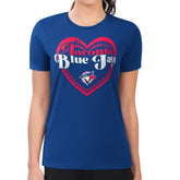 MLB Toronto Blue Jays G-III 4Her by Carl Banks Women's Super-Slim Fit Lightweight Double Heart T-Shirt