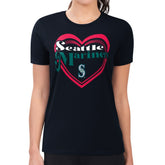 MLB Seattle Mariners G-III 4Her by Carl Banks Women's Super-Slim Fit Lightweight Double Heart T-Shirt