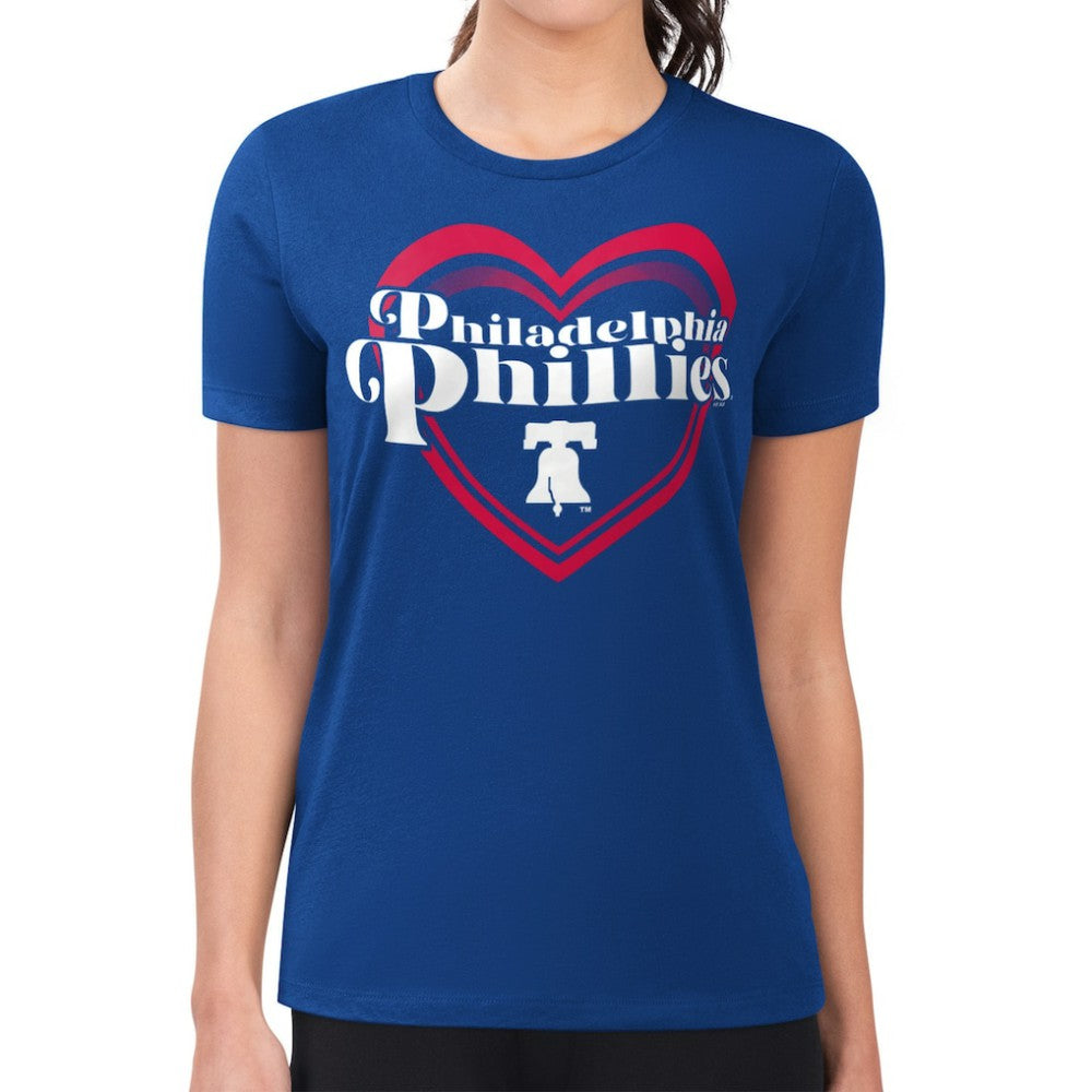 MLB Philadelphia Phillies G-III 4Her by Carl Banks Women's Super-Slim Fit Lightweight Double Heart T-Shirt