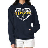 MLB Milwaukee Brewers G-III 4Her by Carl Banks Women's Double Heart Fleece Pullover Hoodie