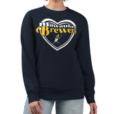 MLB Milwaukee Brewers G-III 4Her by Carl Banks Women's Double Heart Fleece Pullover Sweatshirt