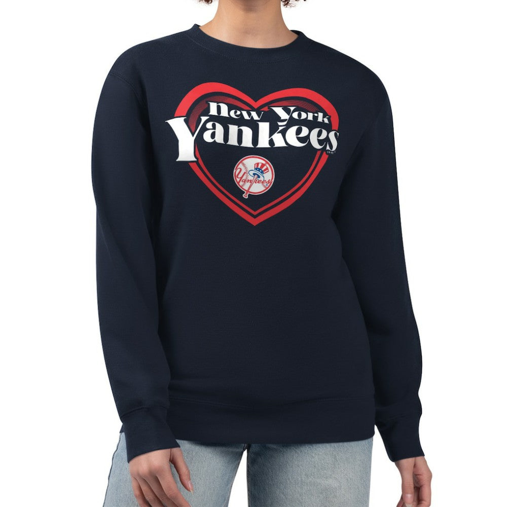 MLB New York Yankees G-III 4Her by Carl Banks Women's Double Heart Fleece Pullover Sweatshirt