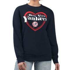 MLB New York Yankees G-III 4Her by Carl Banks Women's Double Heart Fleece Pullover Sweatshirt