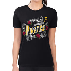 MLB Pittsburgh Pirates G-III 4Her by Carl Banks Women's Super-Slim Fit Lightweight Retro Roses T-Shirt