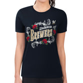 MLB Milwaukee Brewers G-III 4Her by Carl Banks Women's Super-Slim Fit Lightweight Retro Roses T-Shirt