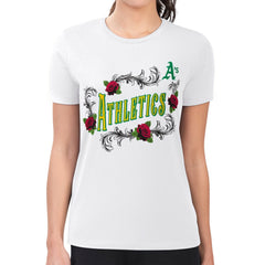 MLB Athletics G-III 4Her by Carl Banks Women's Super-Slim Fit Lightweight Retro Roses T-Shirt