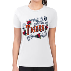 MLB Detroit Tigers G-III 4Her by Carl Banks Women's Super-Slim Fit Lightweight Retro Roses T-Shirt