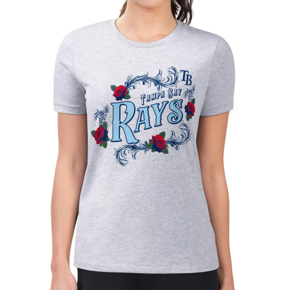MLB Tampa Bay Rays G-III 4Her by Carl Banks Women's Super-Slim Fit Lightweight Retro Roses T-Shirt
