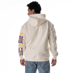 The Wild Collective Unisex Stacked Graphic Sleeve Fleece Hoodie - Minnesota Vikings