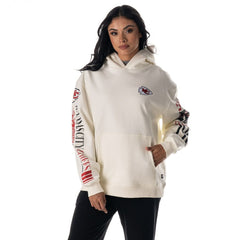 The Wild Collective Unisex Stacked Graphic Sleeve Fleece Hoodie - Kansas City Chiefs