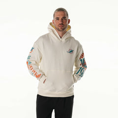 The Wild Collective Unisex Stacked Graphic Sleeve Fleece Hoodie - Miami Dolphins