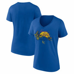 MLB Kansas City Royals Women's Forever Royal Cactus V-Neck T-Shirt