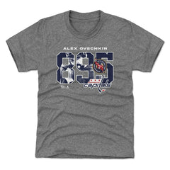 NHL Gray Alexander Ovechkin Washington Capitals 500 Level Youth NHL All-Time Leading Goal Scorer Overlay T-Shirt