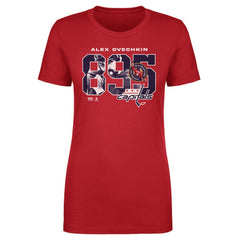 NHL Red Alexander Ovechkin Washington Capitals 500 Level Women's NHL All-Time Leading Goal Scorer Overlay T-Shirt