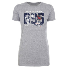 NHL Heather Gray Alexander Ovechkin Washington Capitals 500 Level Women's NHL All-Time Leading Goal Scorer Overlay T-Shirt