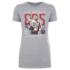 NHL Heather Gray Alexander Ovechkin Washington Capitals 500 Level Women's NHL All-Time Leading Goal Scorer The Shot T-Shirt