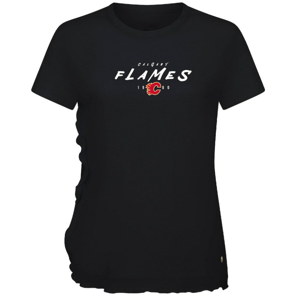 NHL Black Calgary Flames Levelwear Women's Airflow Scratched T-Shirt