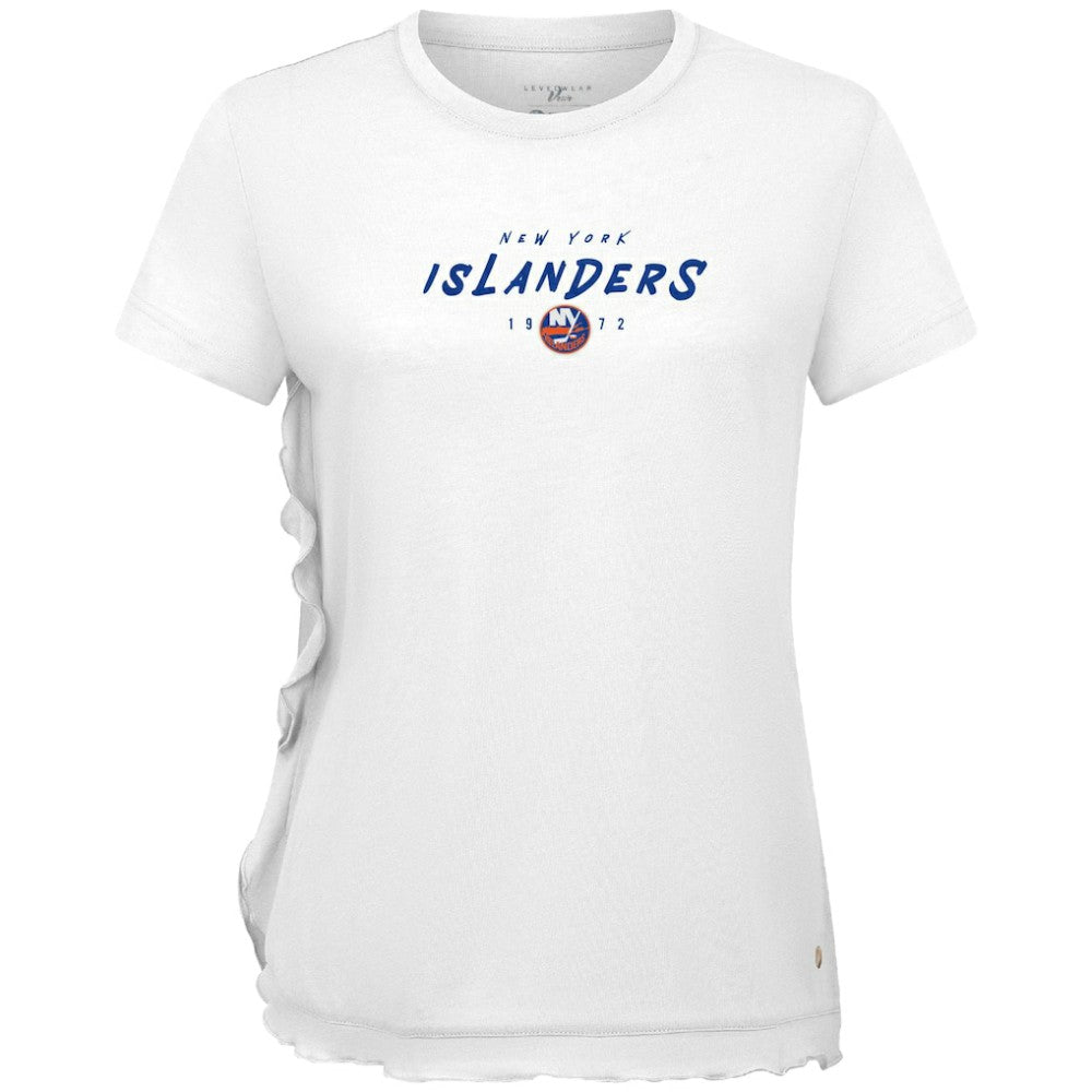 NHL White New York Islanders Levelwear Women's Airflow Scratched T-Shirt