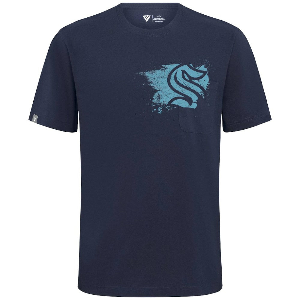 NHL Deep Sea Blue Seattle Kraken Levelwear Focal Blasted T-Shirt