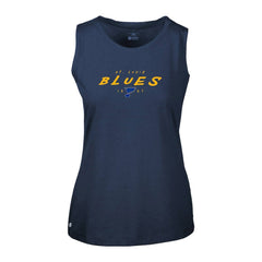 NHL Navy St. Louis Blues Levelwear Women's Macy Scratched Tank Top