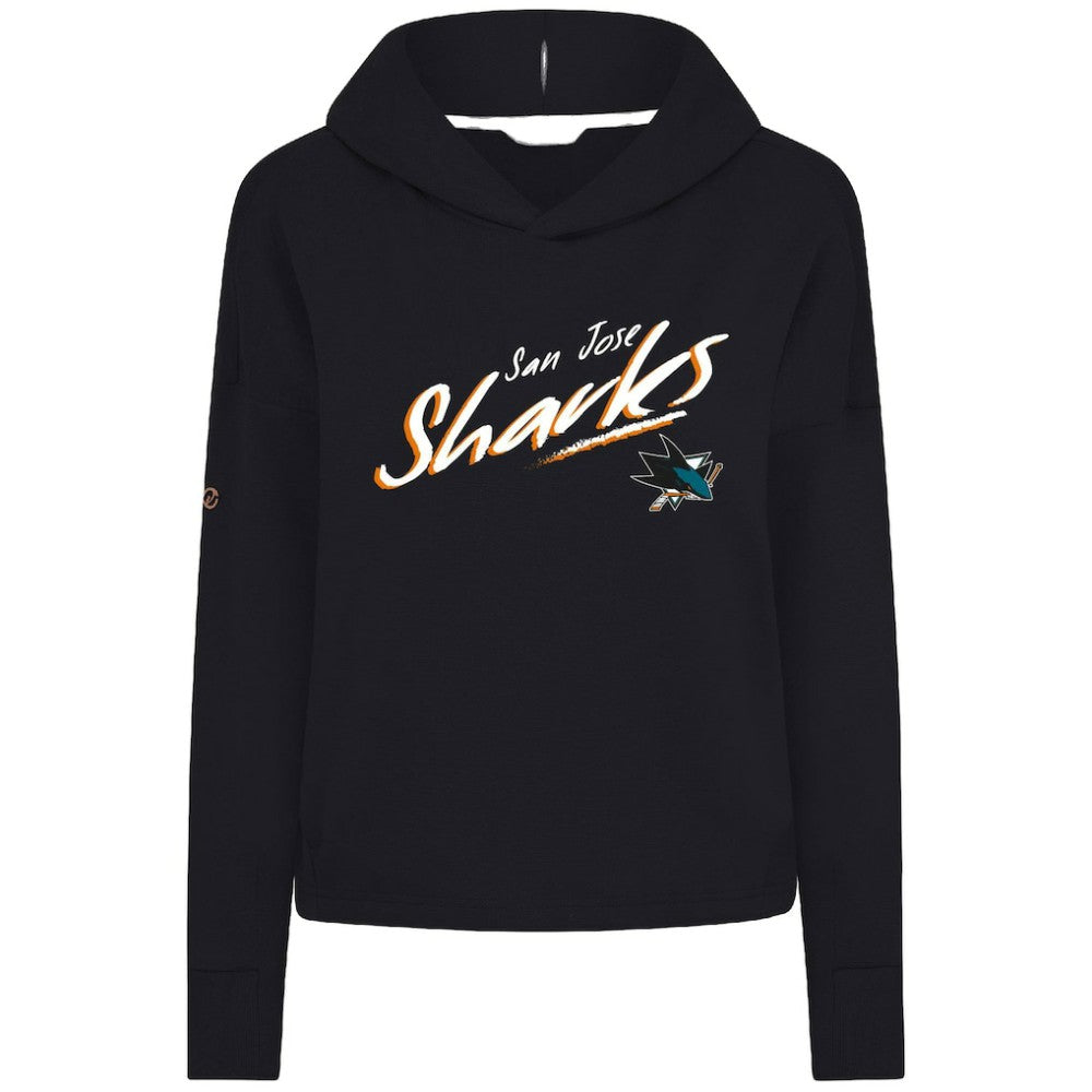NHL Black San Jose Sharks Levelwear Women's Sweet Sizzle Tri-Blend Cropped Pullover Hoodie