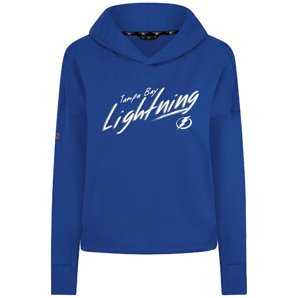 NHL Royal Tampa Bay Lightning Levelwear Women's Sweet Sizzle Tri-Blend Cropped Pullover Hoodie