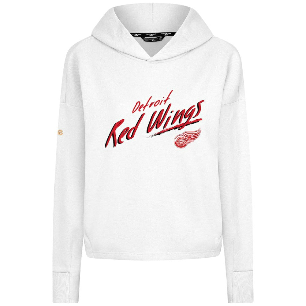 NHL White Detroit Red Wings Levelwear Women's Sweet Sizzle Tri-Blend Cropped Pullover Hoodie