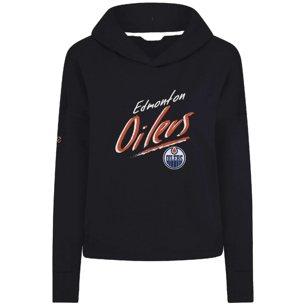 NHL Black Edmonton Oilers Levelwear Women's Sweet Sizzle Tri-Blend Cropped Pullover Hoodie
