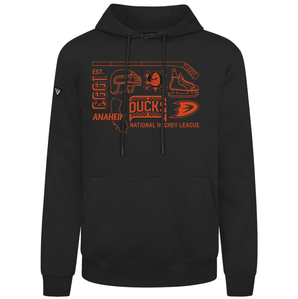 NHL Black Anaheim Ducks Levelwear Podium Campaign Pullover Hoodie