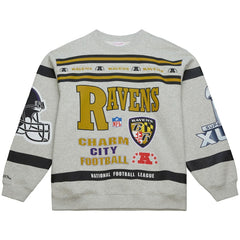 All Over Print Vintage Fleece Crewneck Sweatshirt - Baltimore Ravens