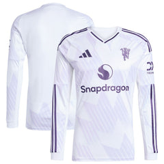 Manchester United 2025/26 Away Replica Long Sleeve Jersey - Adidas White