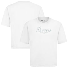MLB Milwaukee Brewers Levelwear Ethereal Oversized Luxe Signature Knit T-Shirt