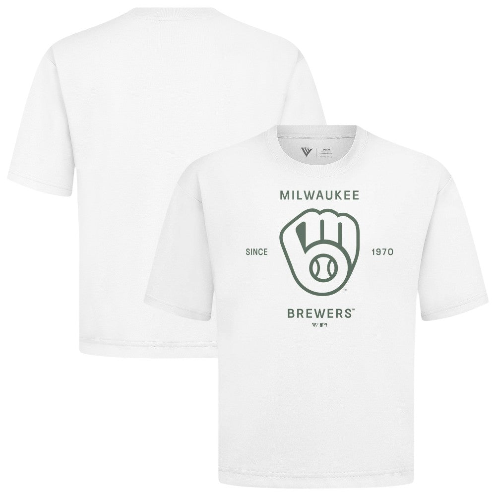 MLB Milwaukee Brewers Levelwear Crossway Oversized Luxe Signature Knit T-Shirt