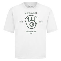 MLB Milwaukee Brewers Levelwear Crossway Oversized Luxe Signature Knit T-Shirt