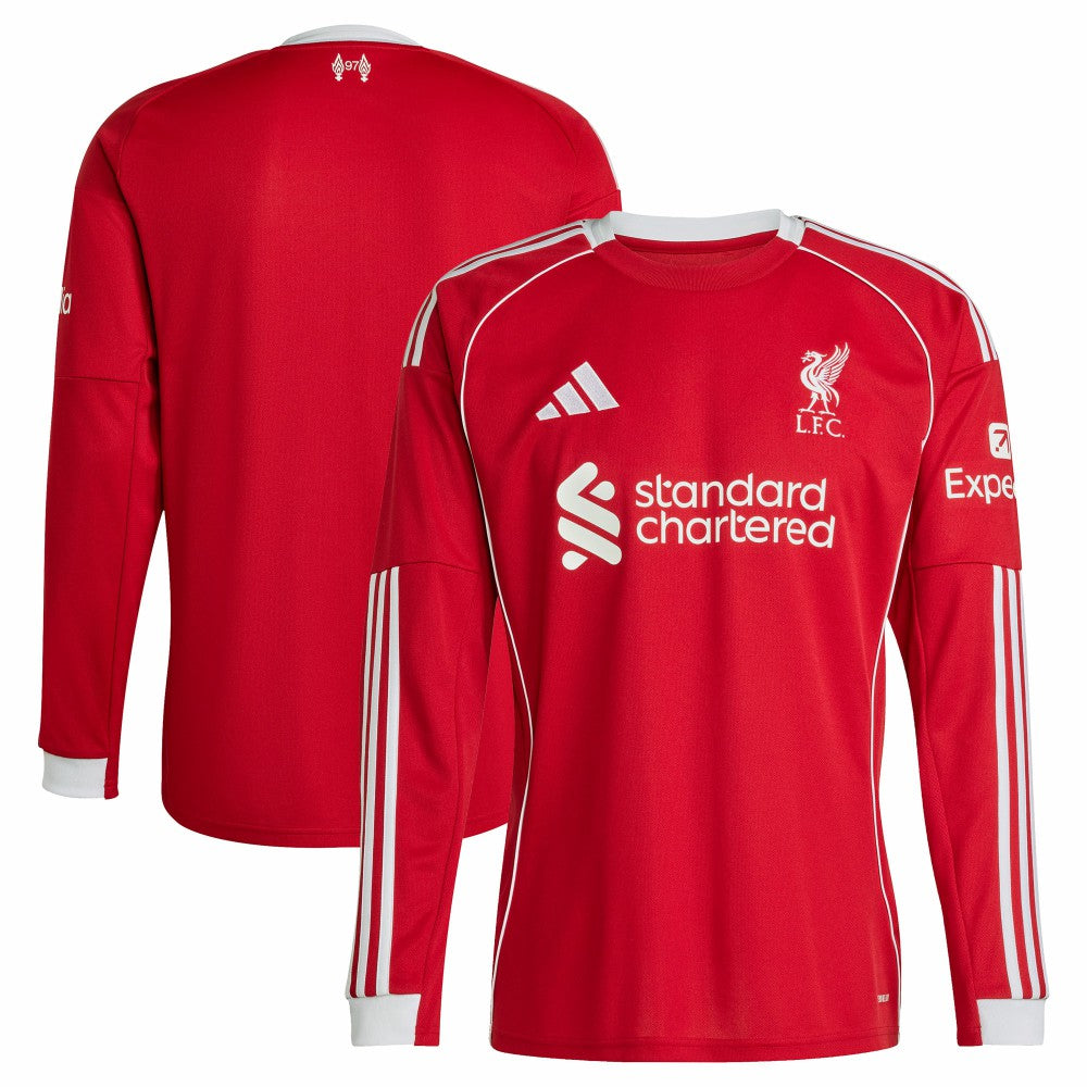 Liverpool 2025/26 Home Replica Long Sleeve Jersey - Adidas Red