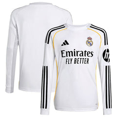 Real Madrid Youth 2025/26 Home Replica Long Sleeve Jersey - Adidas White