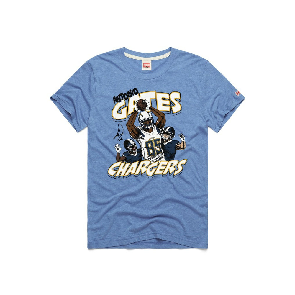 Antonio Gates Homage Unisex Caricature Retired Player Tri-Blend T-Shirt - Los Angeles Chargers