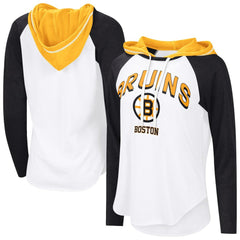 NHL White Boston Bruins G-III 4Her by Carl Banks Women's MVP Hooded Long-Sleeve T-Shirt
