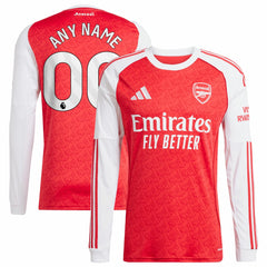 Arsenal 2025/26 Home Replica Long Sleeve Custom Jersey - Adidas Red