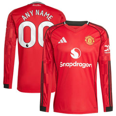 Manchester United Home 2025/26 Custom Replica Long Sleeve Jersey - Adidas Red