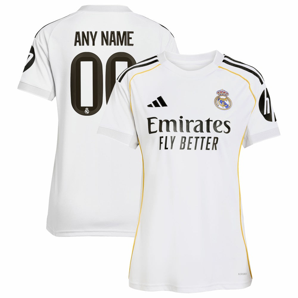 Real Madrid Women's 2025/26 Home Replica Custom Jersey - Adidas White