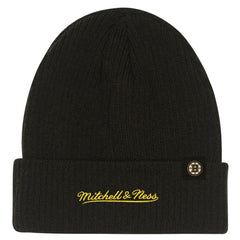 NHL Black Boston Bruins Mitchell & Ness Youth Neon Line Lights Cuffed Knit Hat