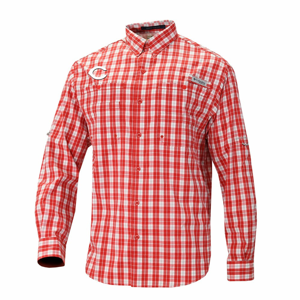 MLB Cincinnati Reds Columbia Super Tamiami Omni-Shade Long Sleeve Button-Down Shirt