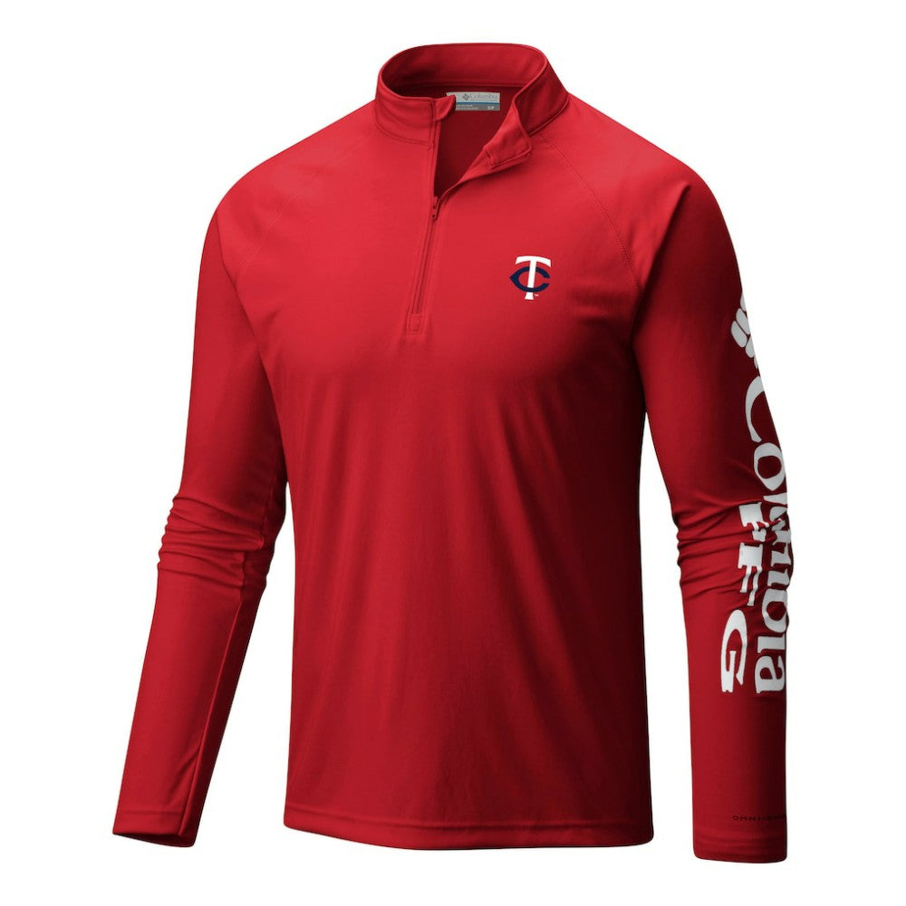 MLB Minnesota Twins Columbia Terminal Tackle Omni-Wick Raglan Quarter-Zip Pullover